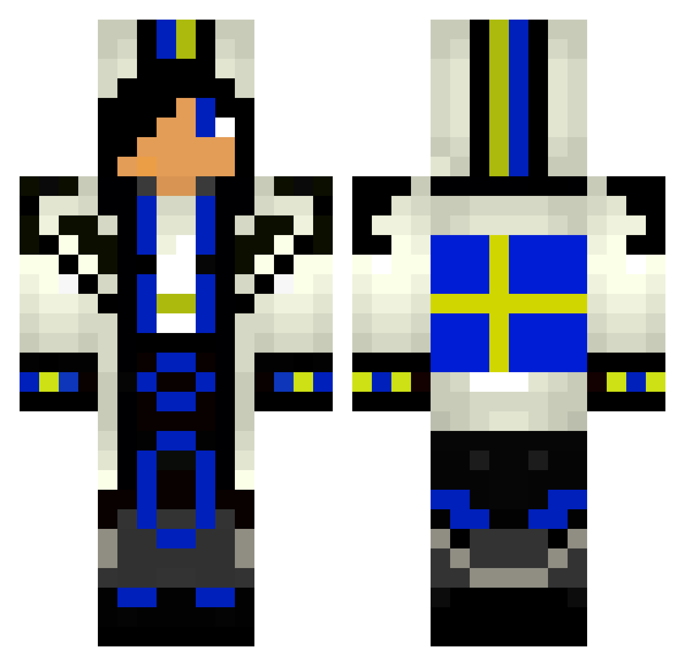 weeded Minecraft skin, front and back view