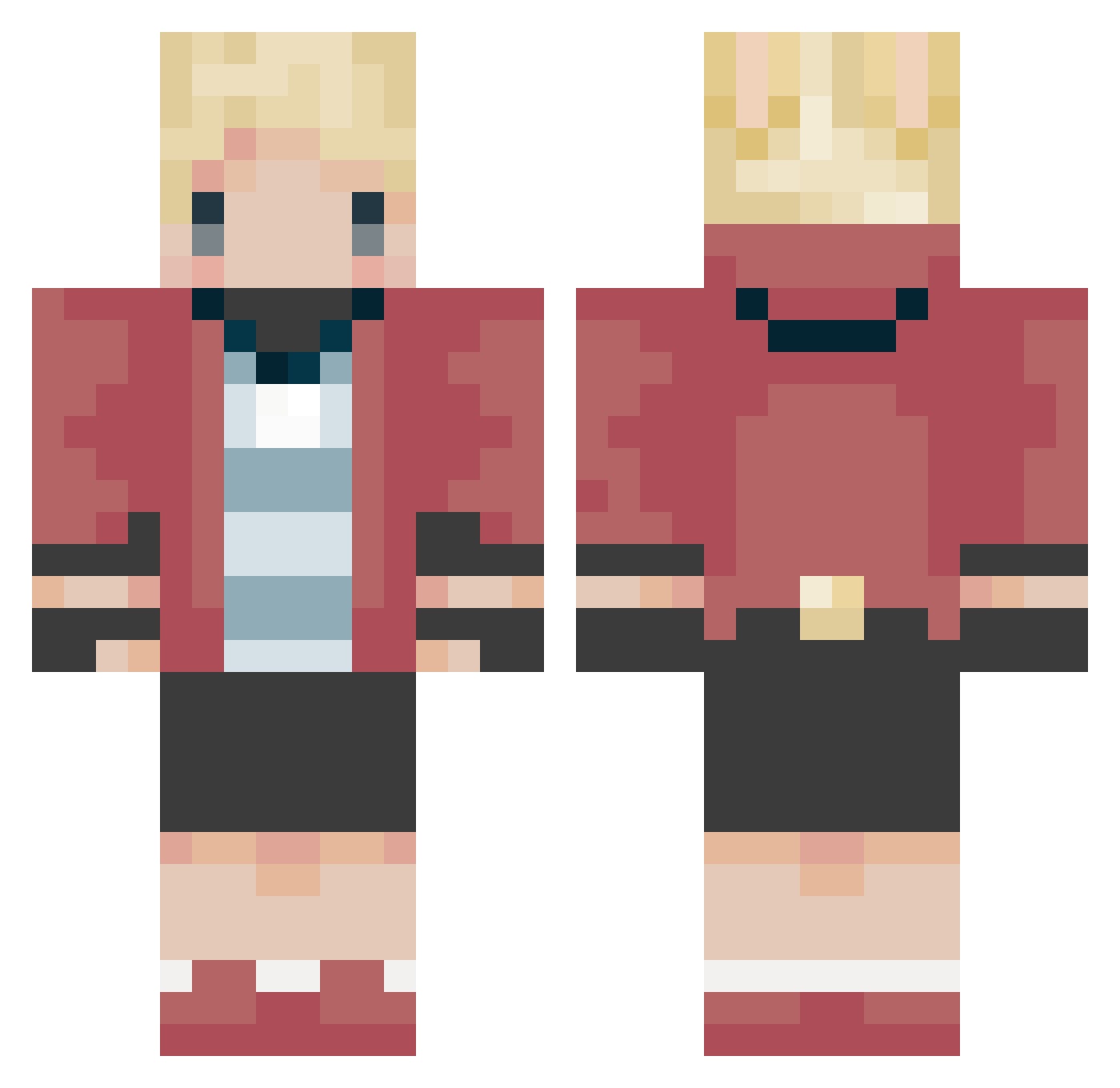 BloodyMarley Minecraft skin, front and back view