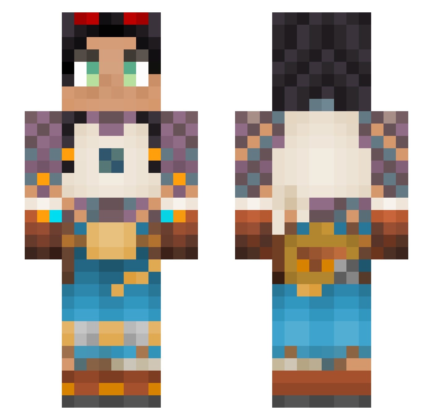 DaGube Minecraft skin, front and back view