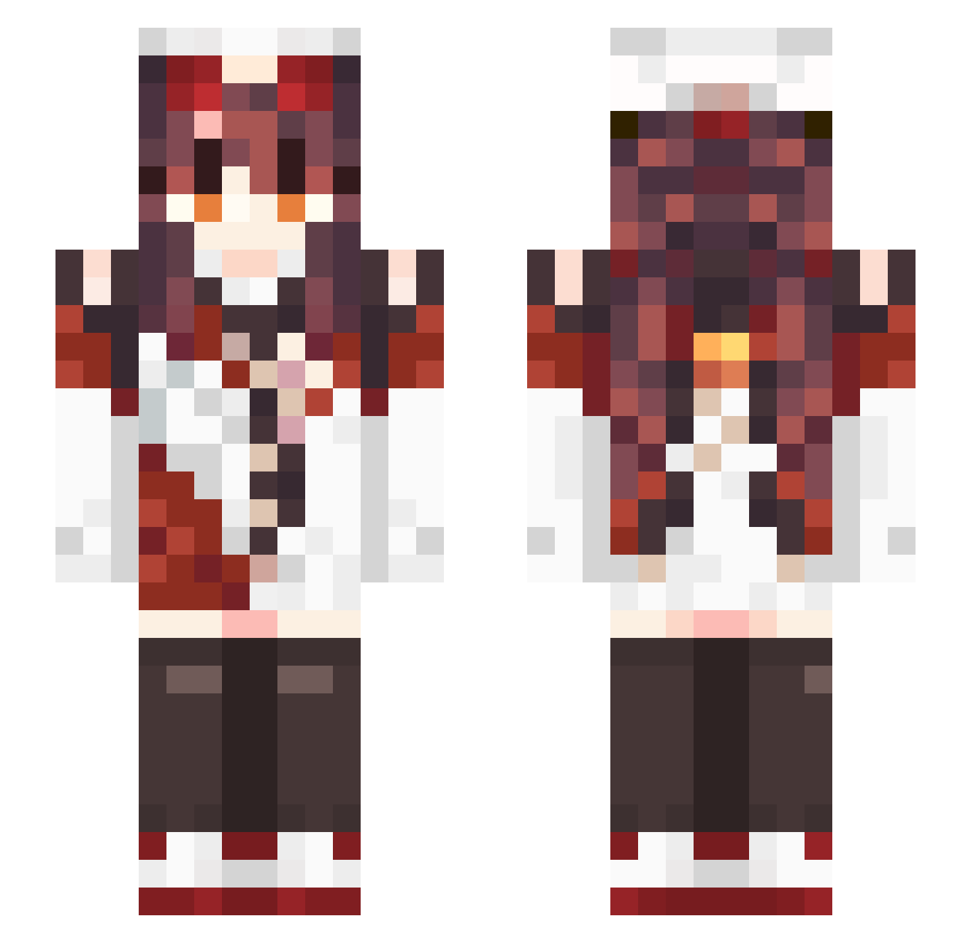 Sleepybubble727 Minecraft skin, front and back view