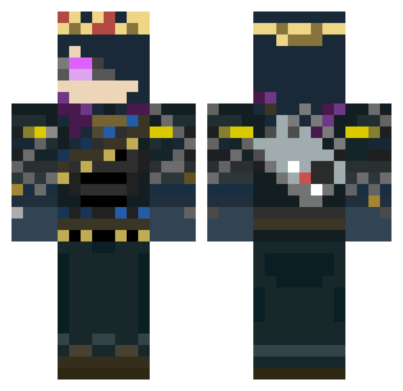 PrimalApceros Minecraft skin, front and back view