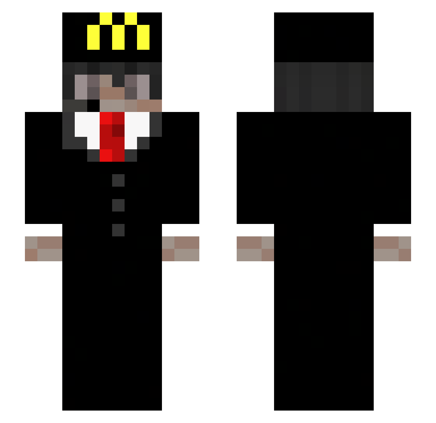 nREXO Minecraft skin, front and back view