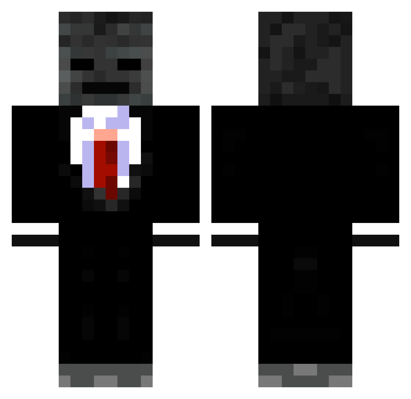 Wither Minecraft skin, front and back view