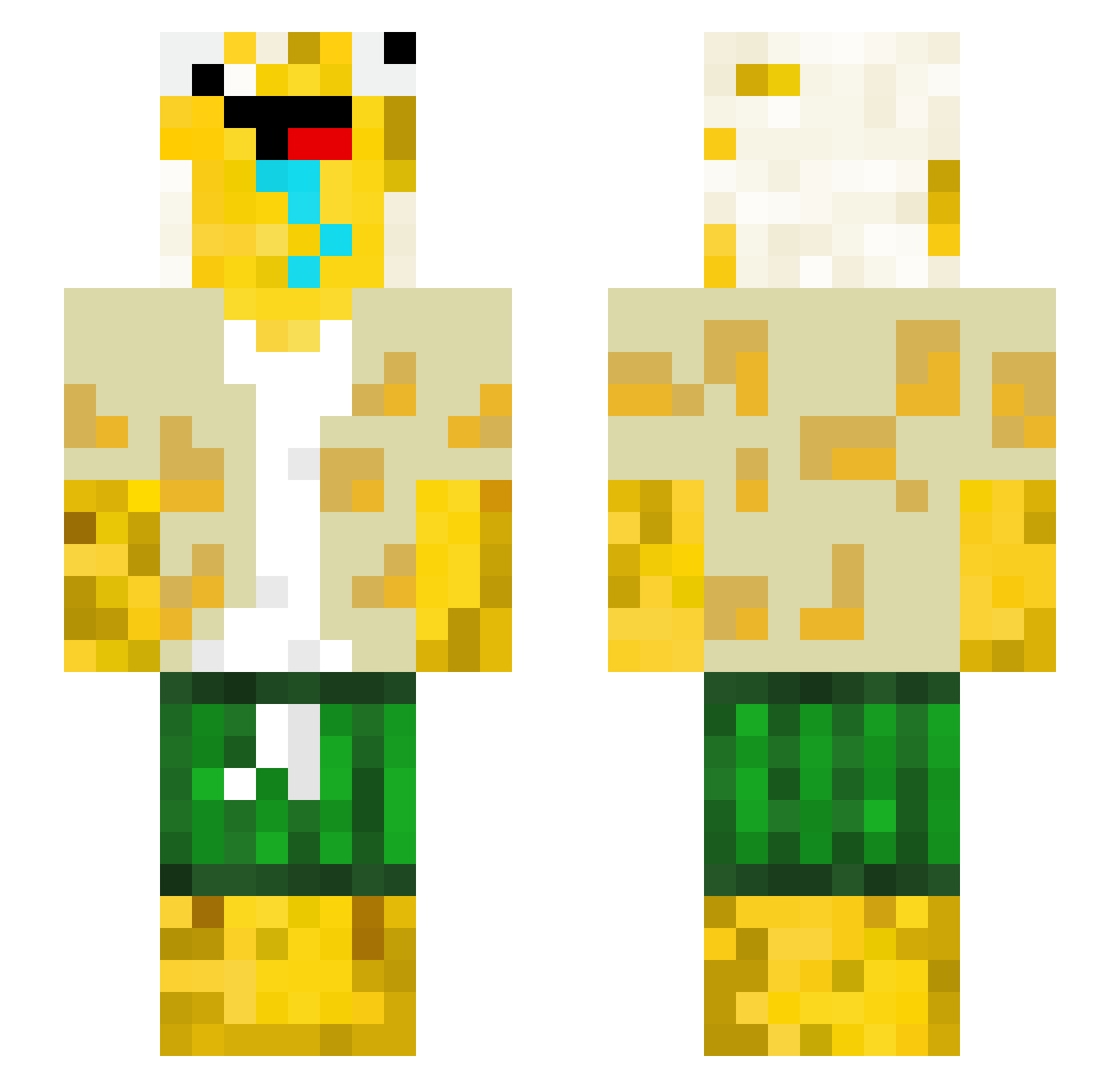 Crunpi Minecraft skin, front and back view