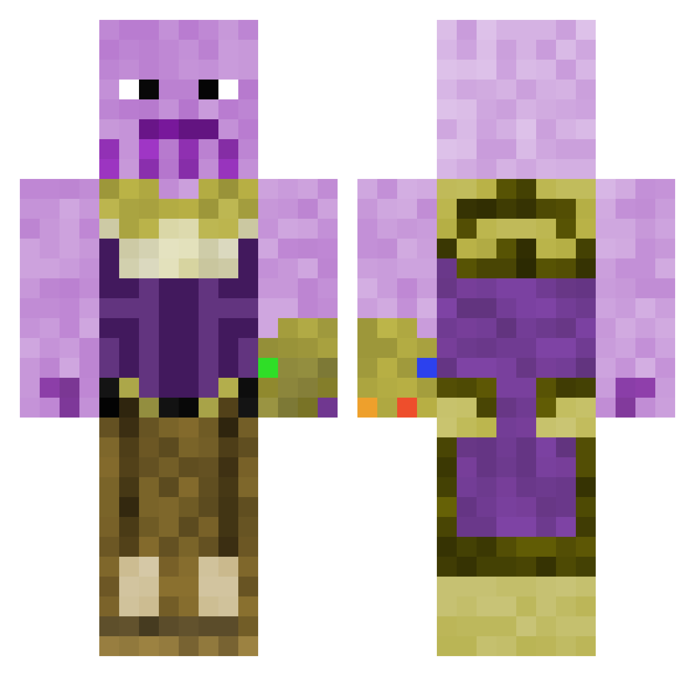Santsku Minecraft skin, front and back view