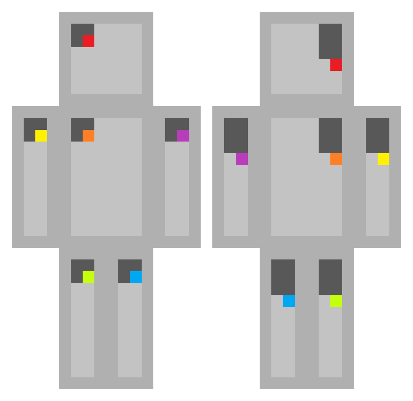 Spobts Minecraft skin, front and back view