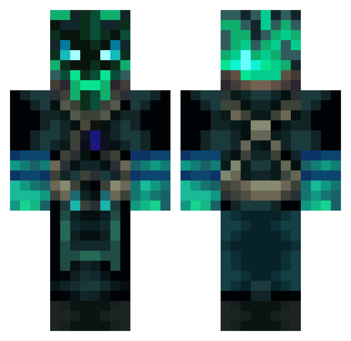 lDownside Minecraft skin, front and back view