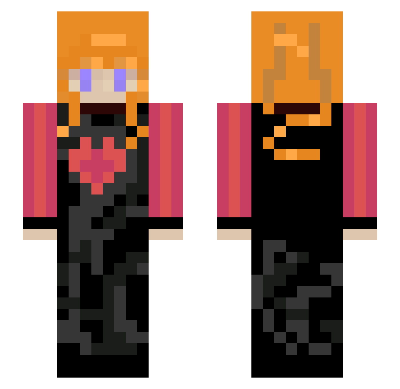 VizzyStar Minecraft skin, front and back view