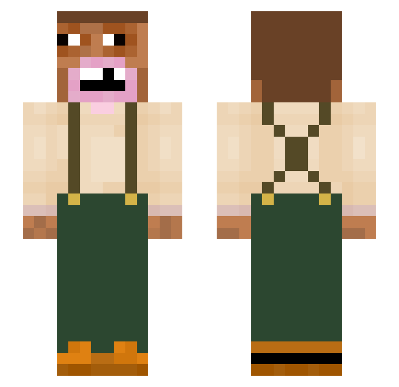 Cletus_Shmeatus Minecraft skin, front and back view
