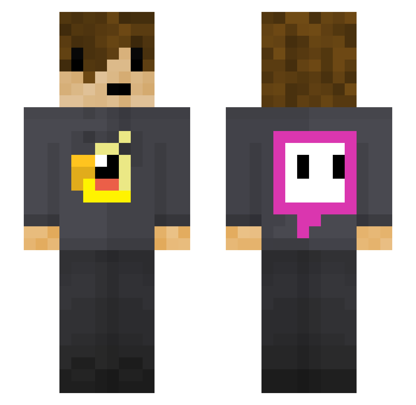 ViciousBirb Minecraft skin, front and back view