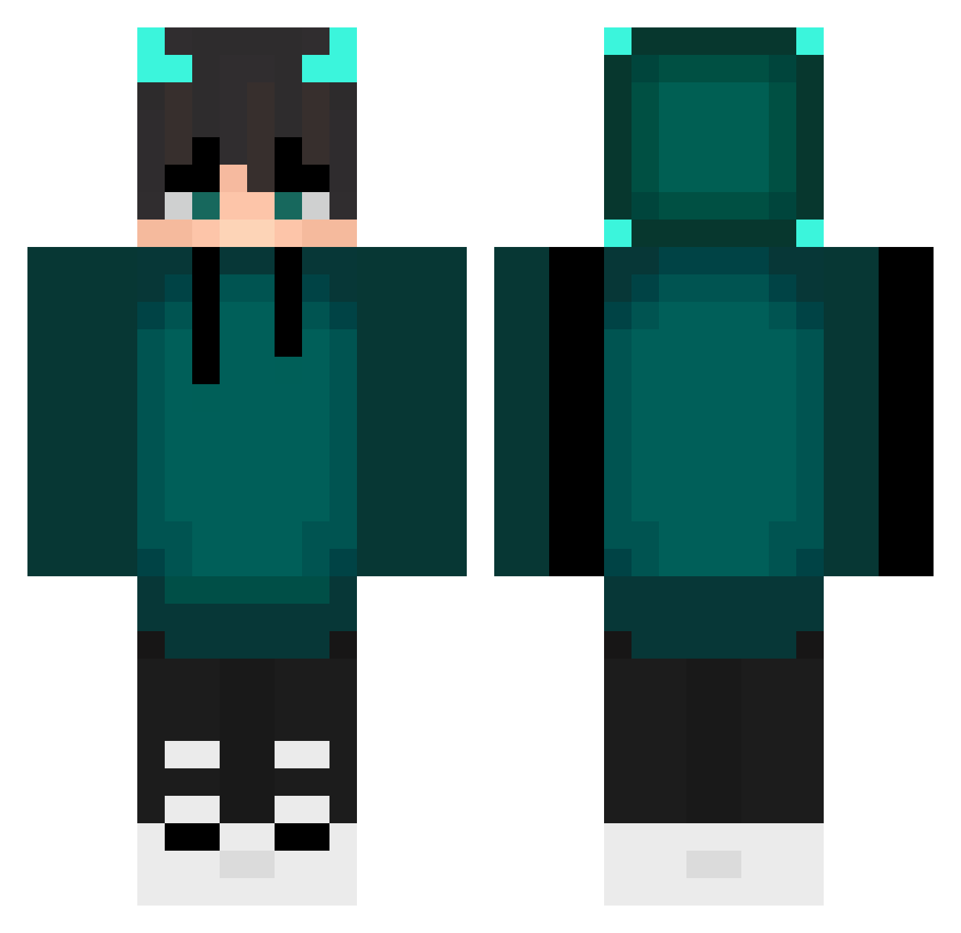 KomerOne Minecraft skin, front and back view