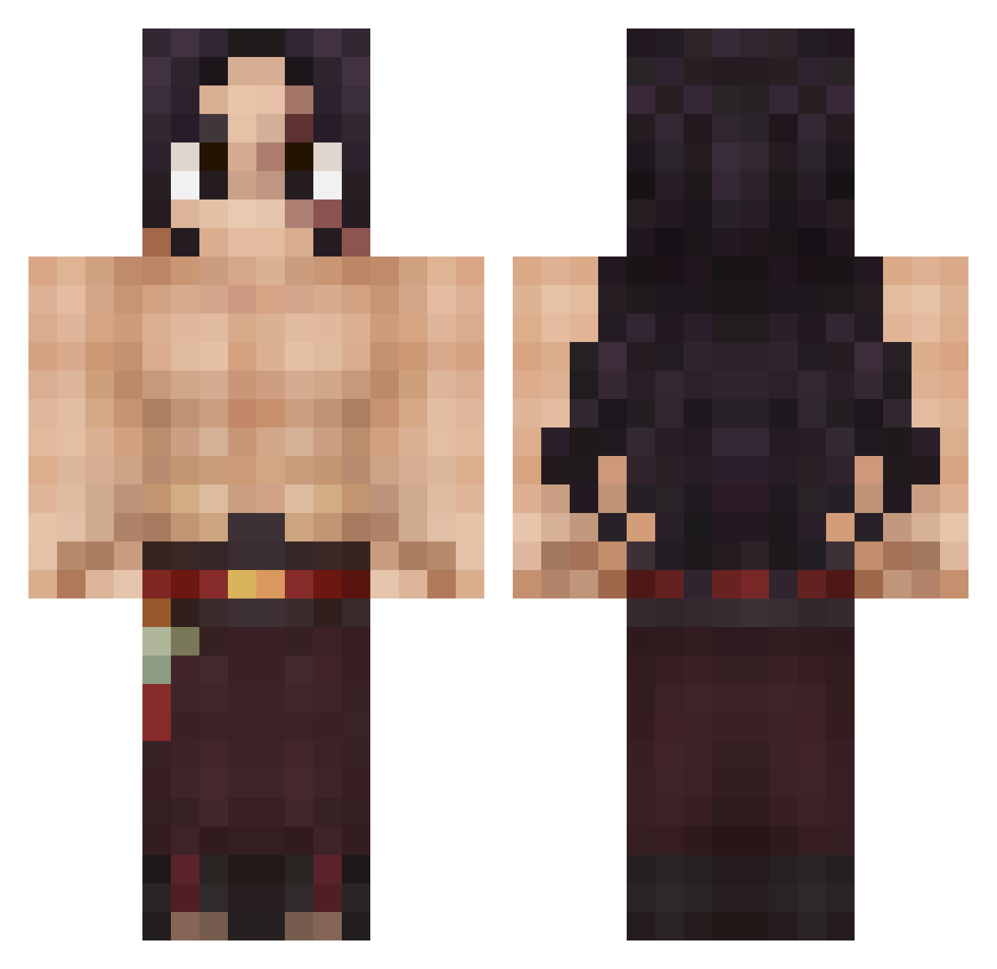 AndrewX315 Minecraft skin, front and back view