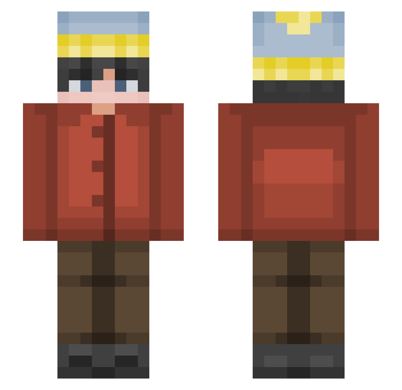 Fakkundo Minecraft skin, front and back view