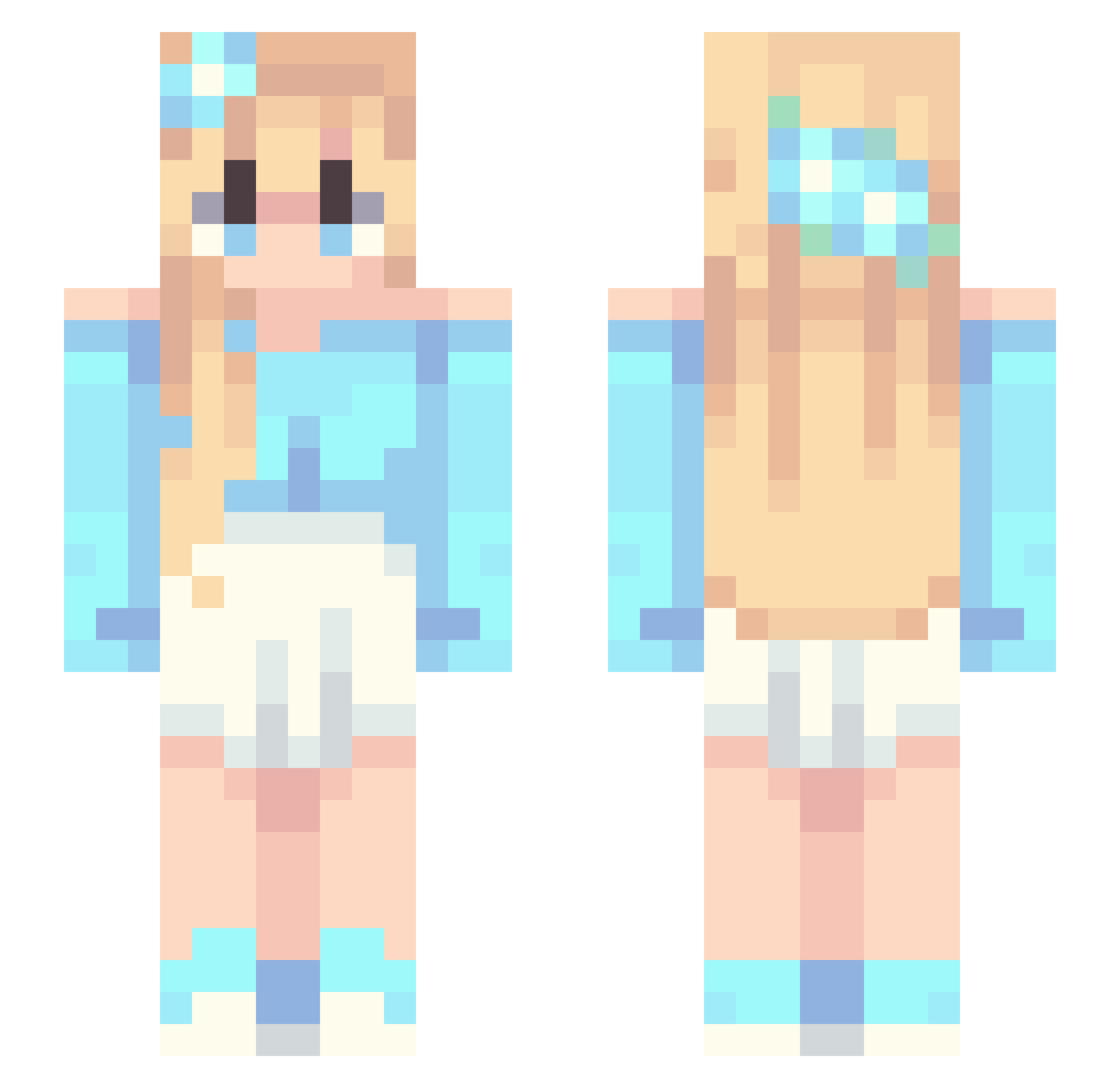 Oilmouse Minecraft skin, front and back view