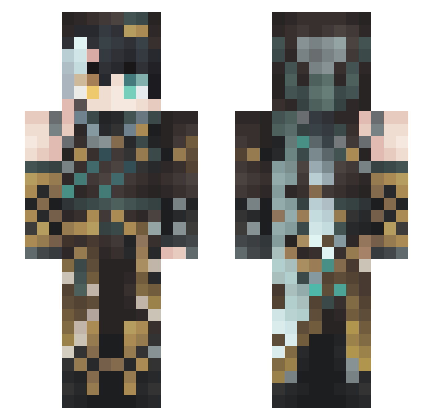 RaxenKai Minecraft skin, front and back view