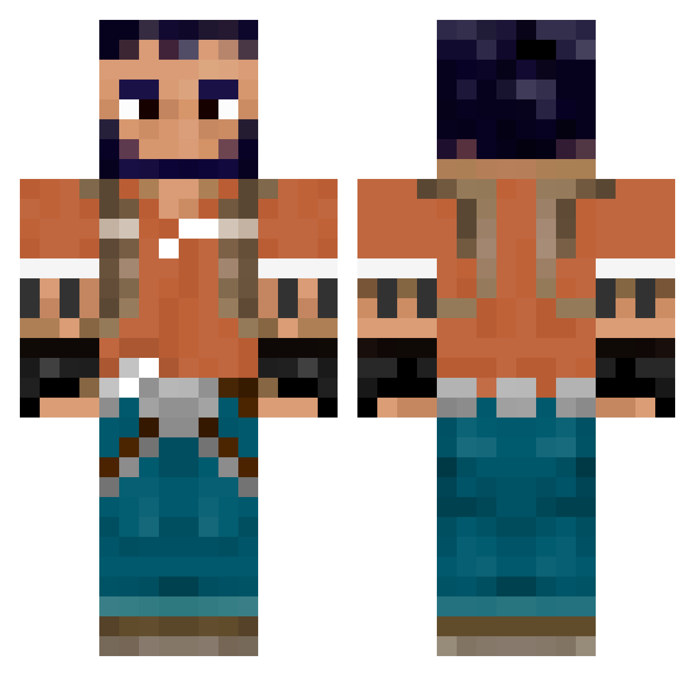 Socage Minecraft skin, front and back view