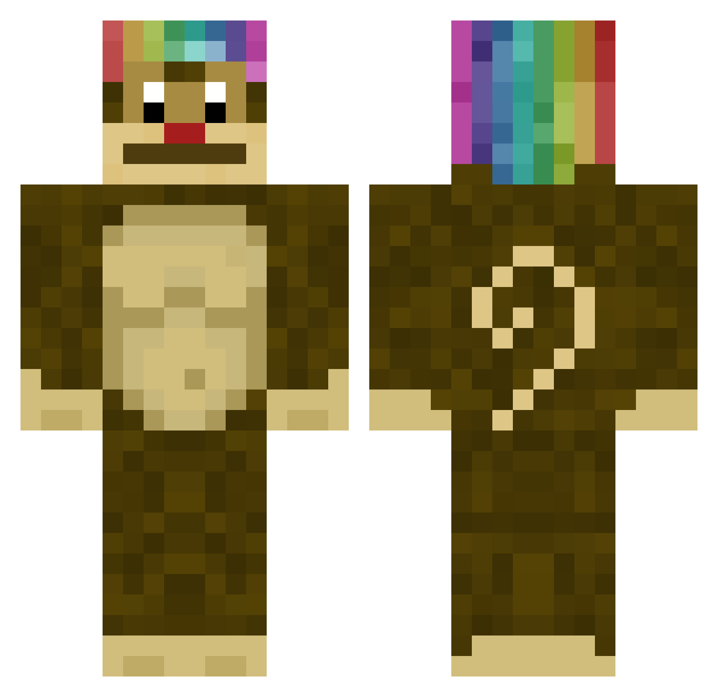 PlPU Minecraft skin, front and back view