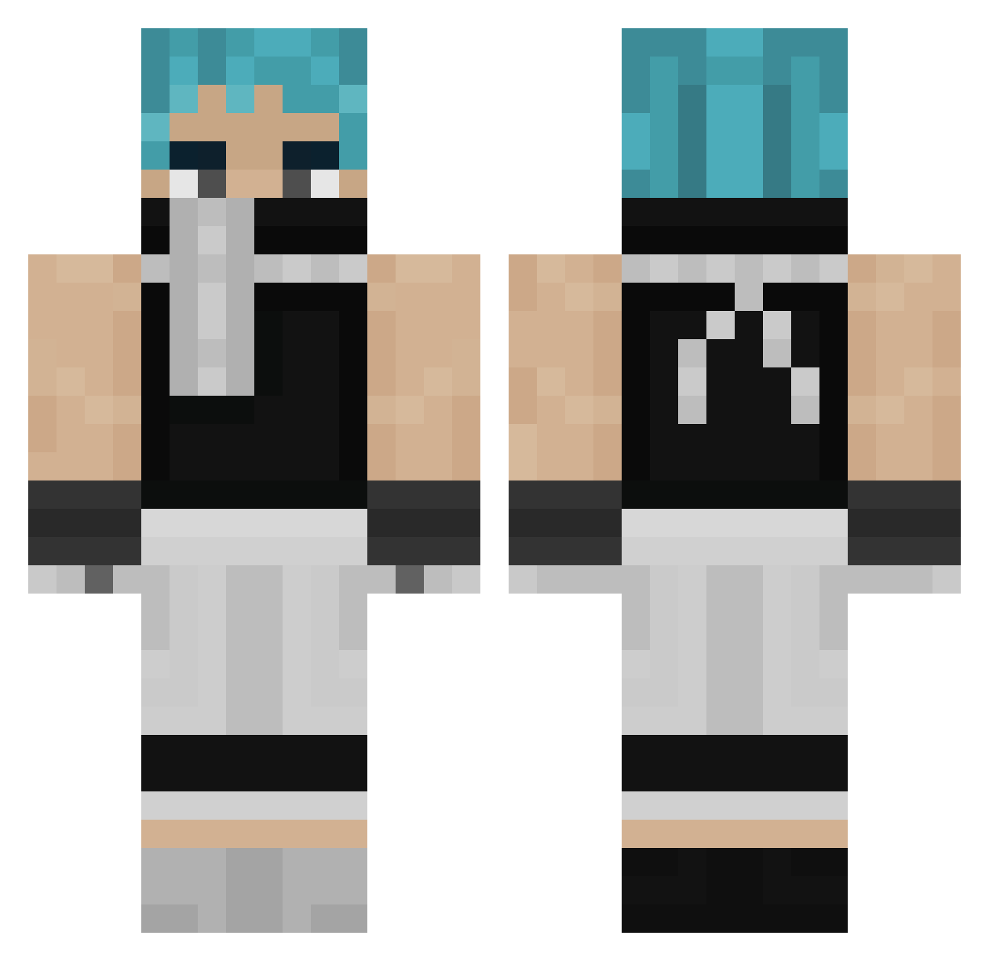 NEXXXIN Minecraft skin, front and back view