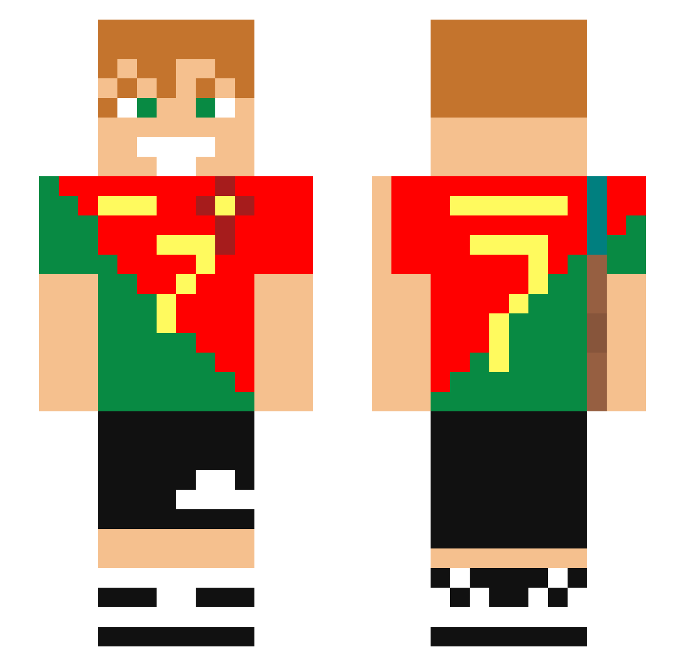 NPiopr67 Minecraft skin, front and back view