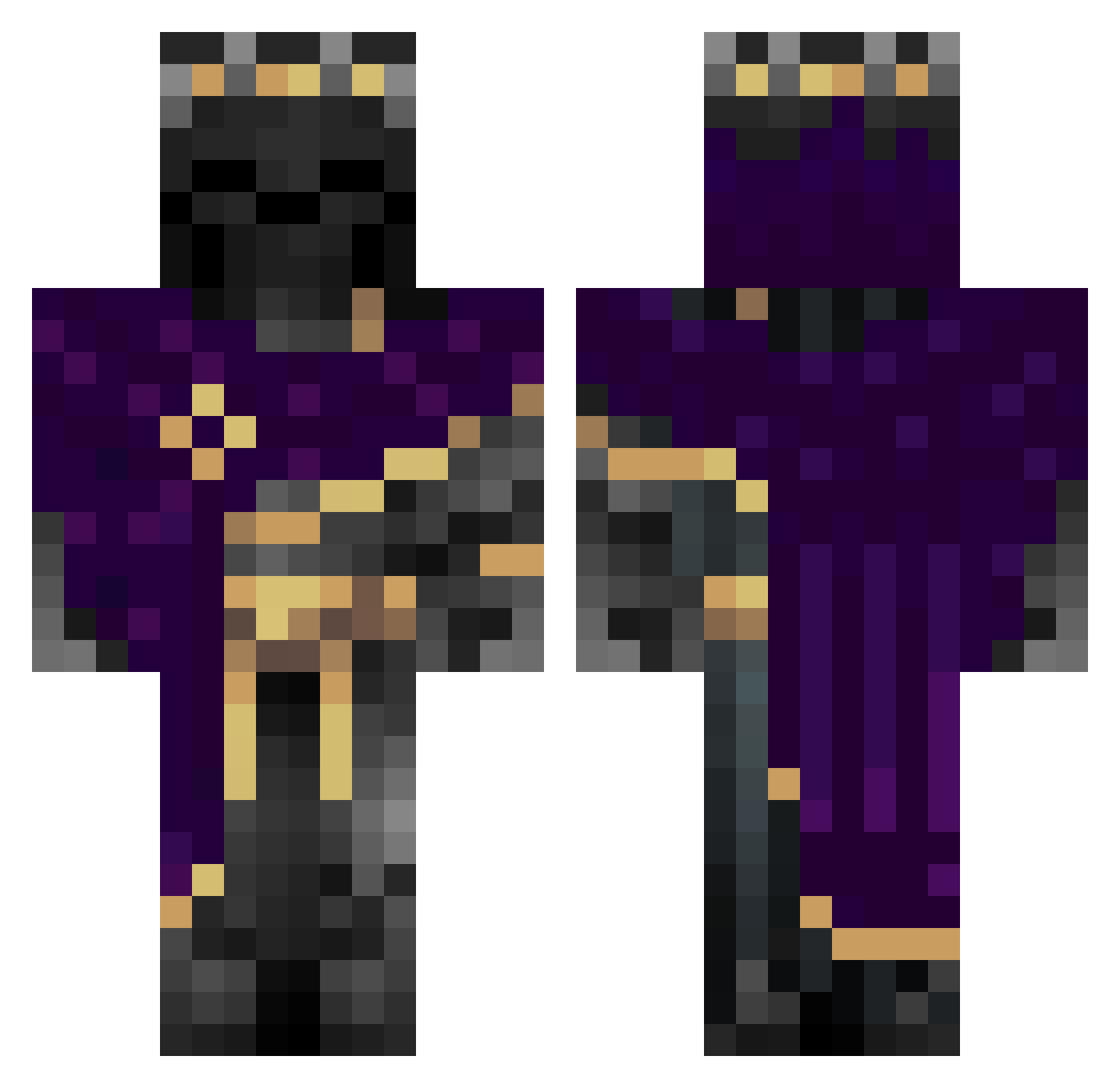 Vaxius_ZyRo Minecraft skin, front and back view