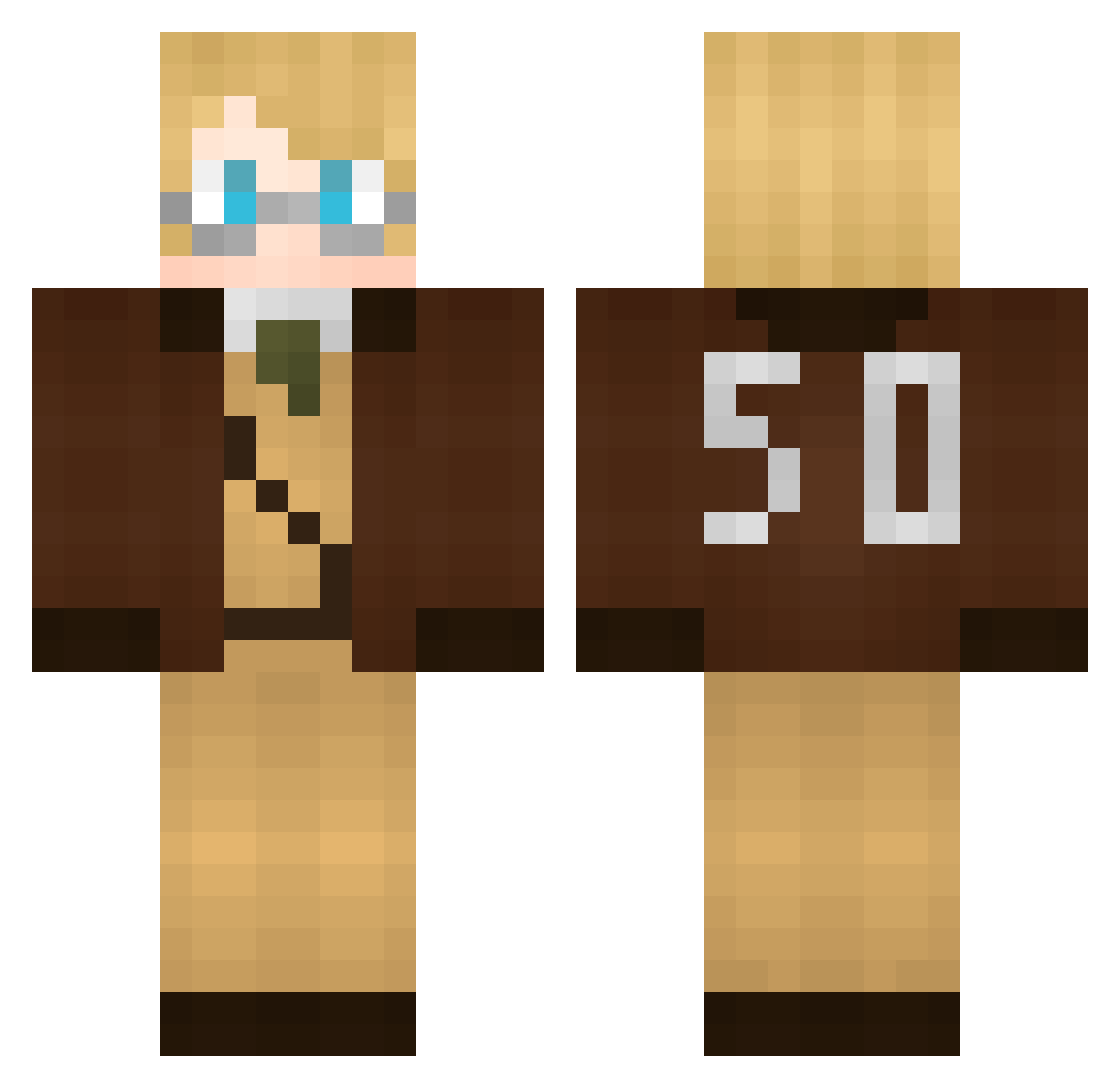 xoZeppeli Minecraft skin, front and back view