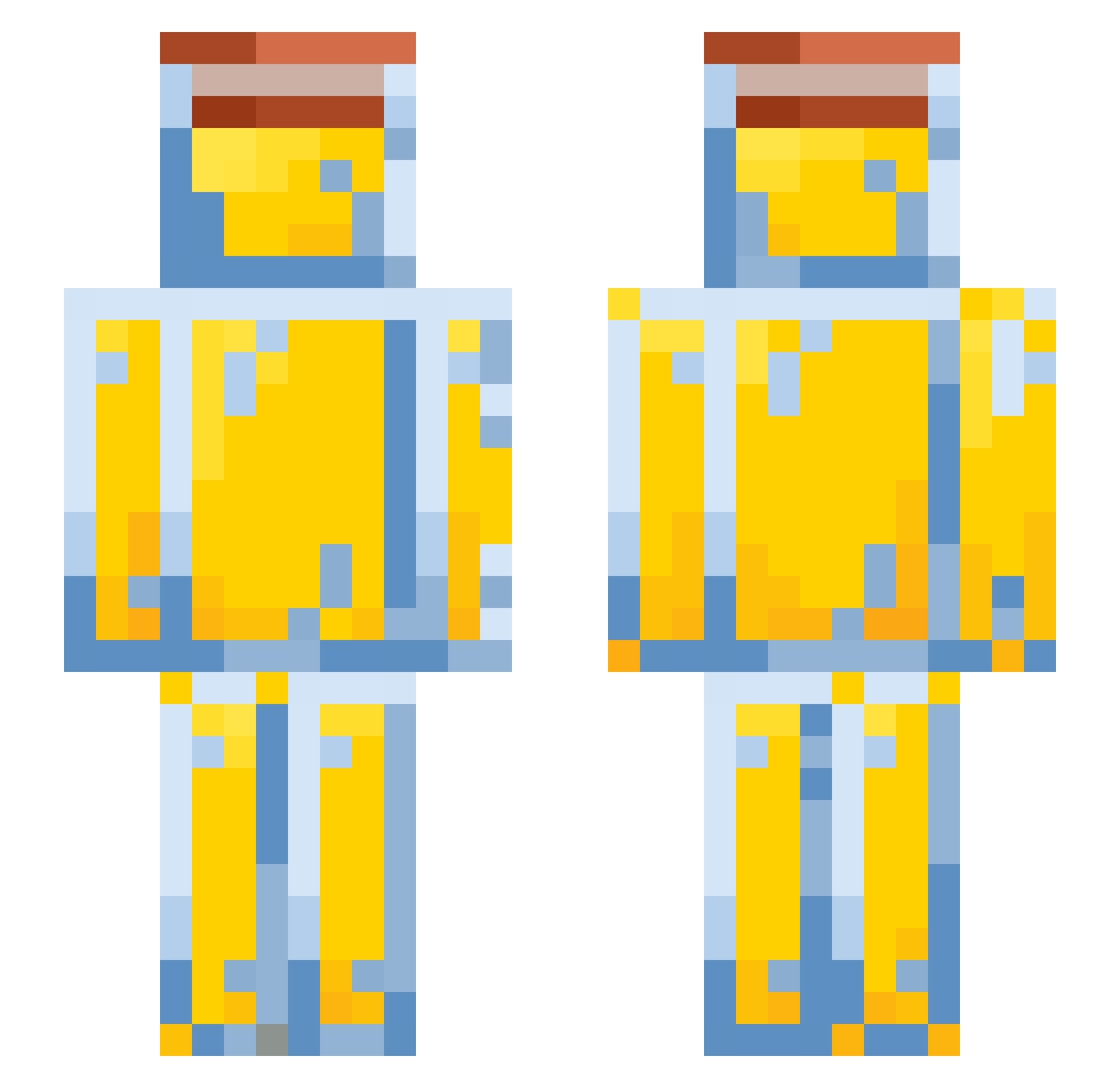 XZUTV Minecraft skin, front and back view
