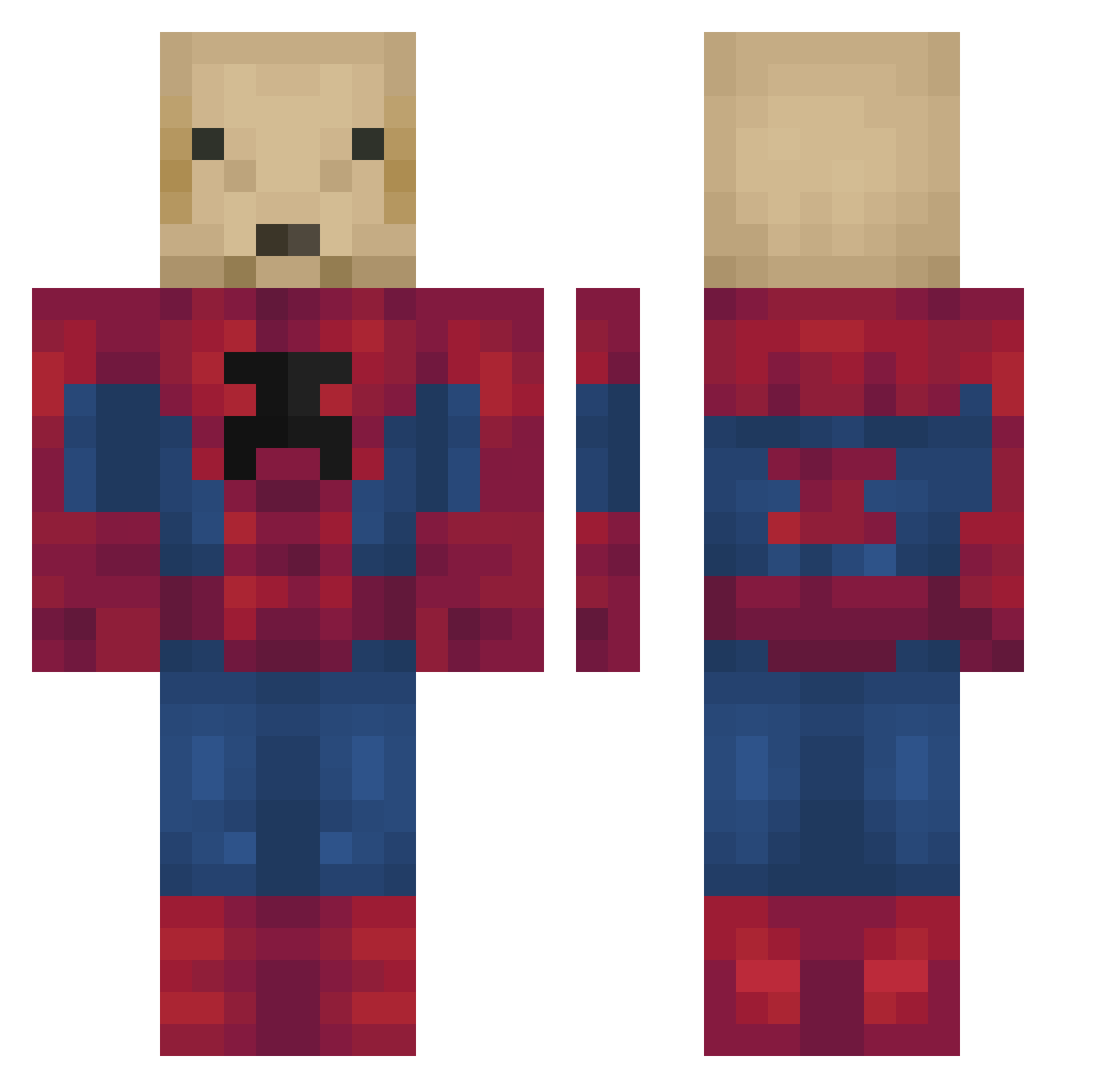 perritomenso Minecraft skin, front and back view
