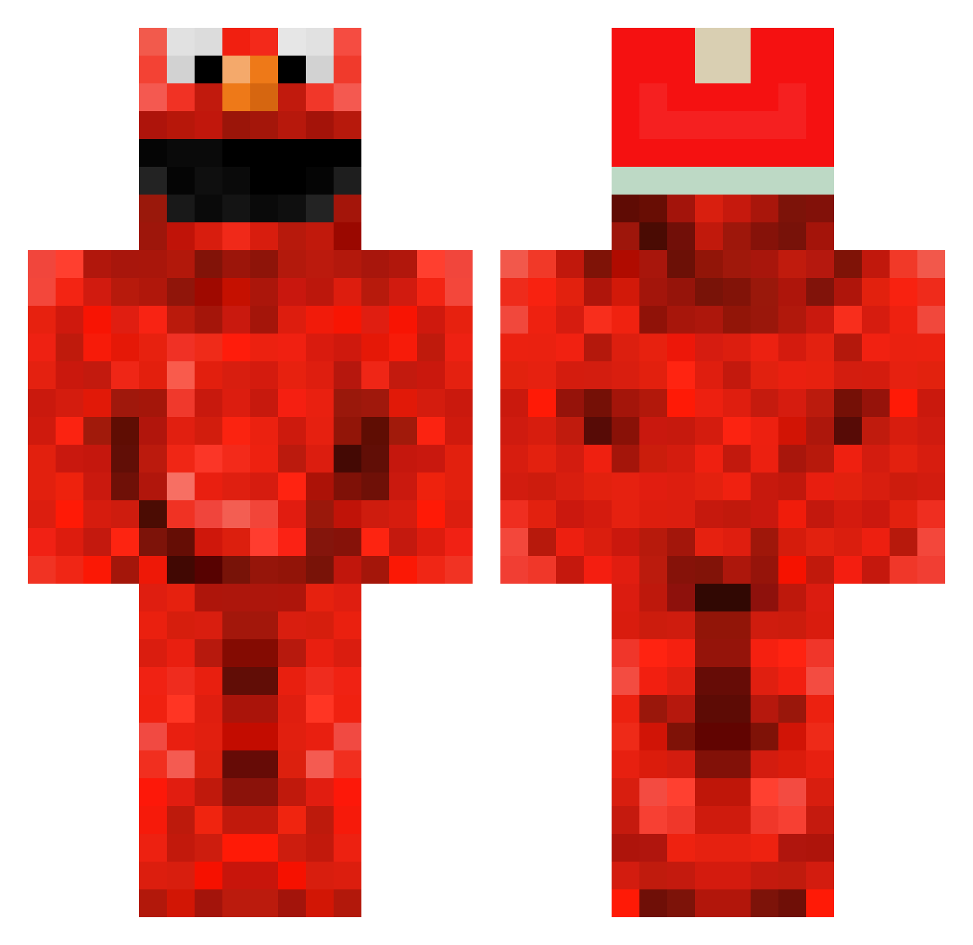 Hut77x Minecraft skin, front and back view