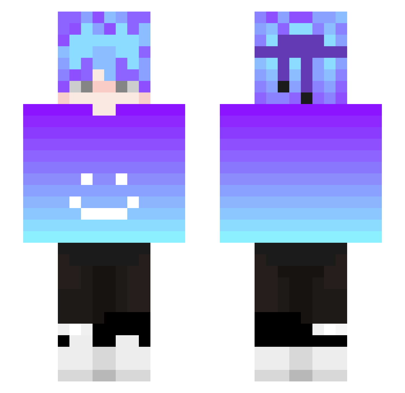 Scyba Minecraft skin, front and back view
