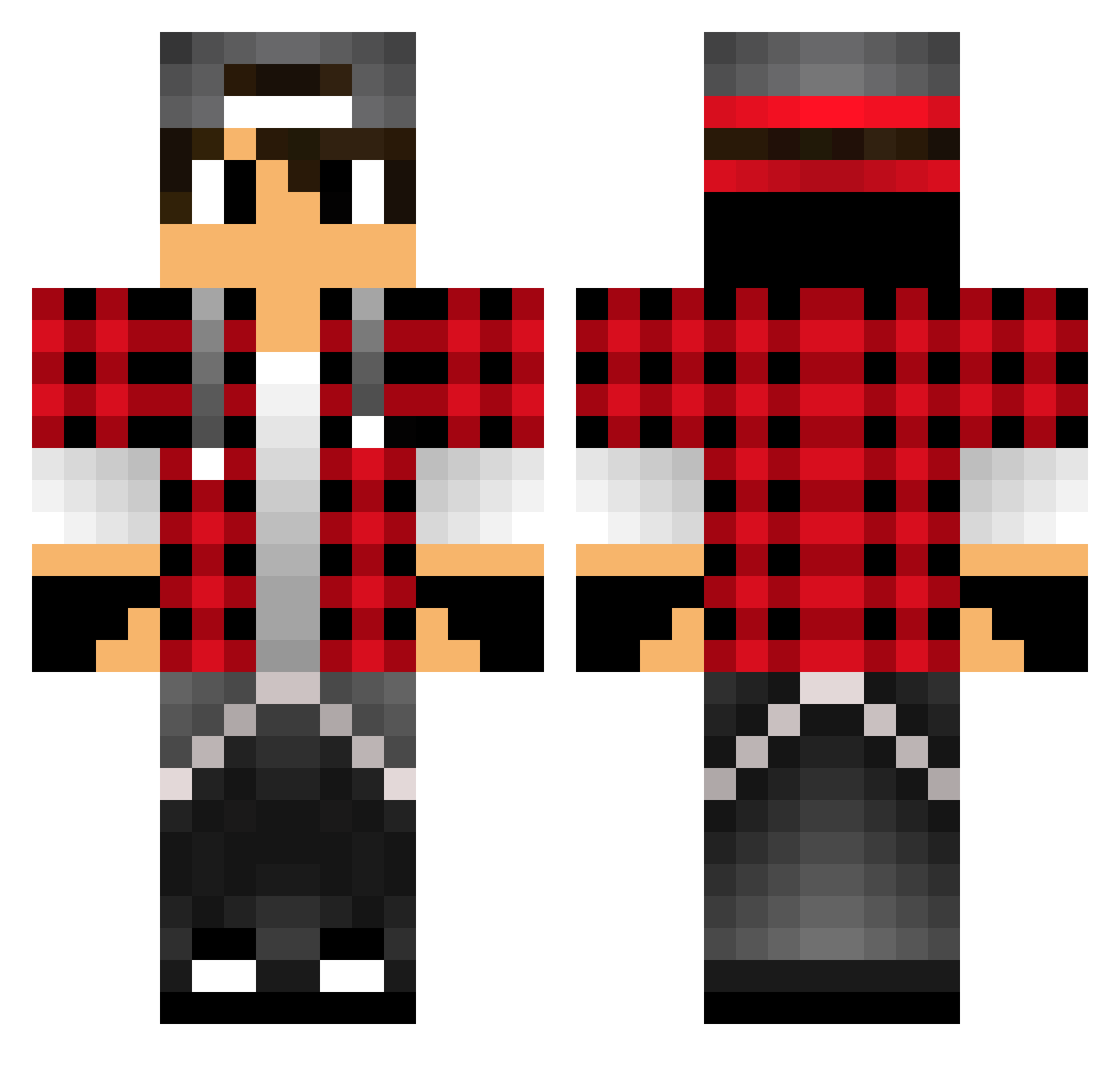pluton502 Minecraft skin, front and back view