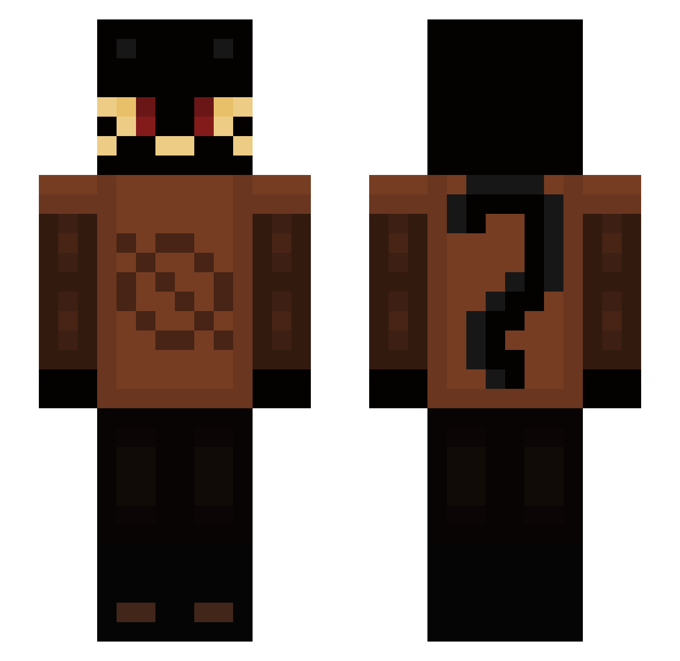 Sovonox Minecraft skin, front and back view