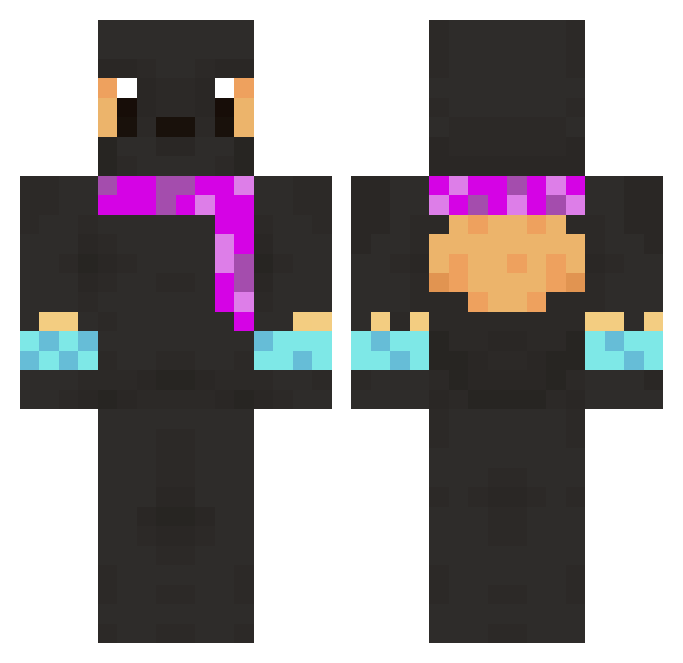 WolfyreWolfswift Minecraft skin, front and back view