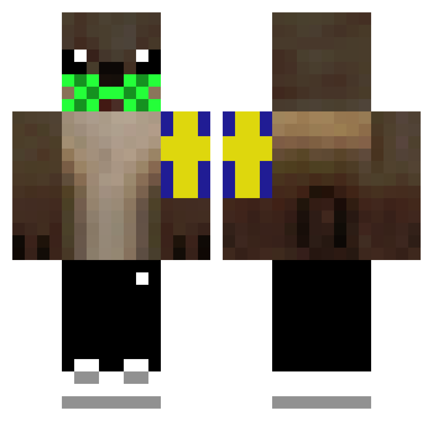 DaKunki Minecraft skin, front and back view