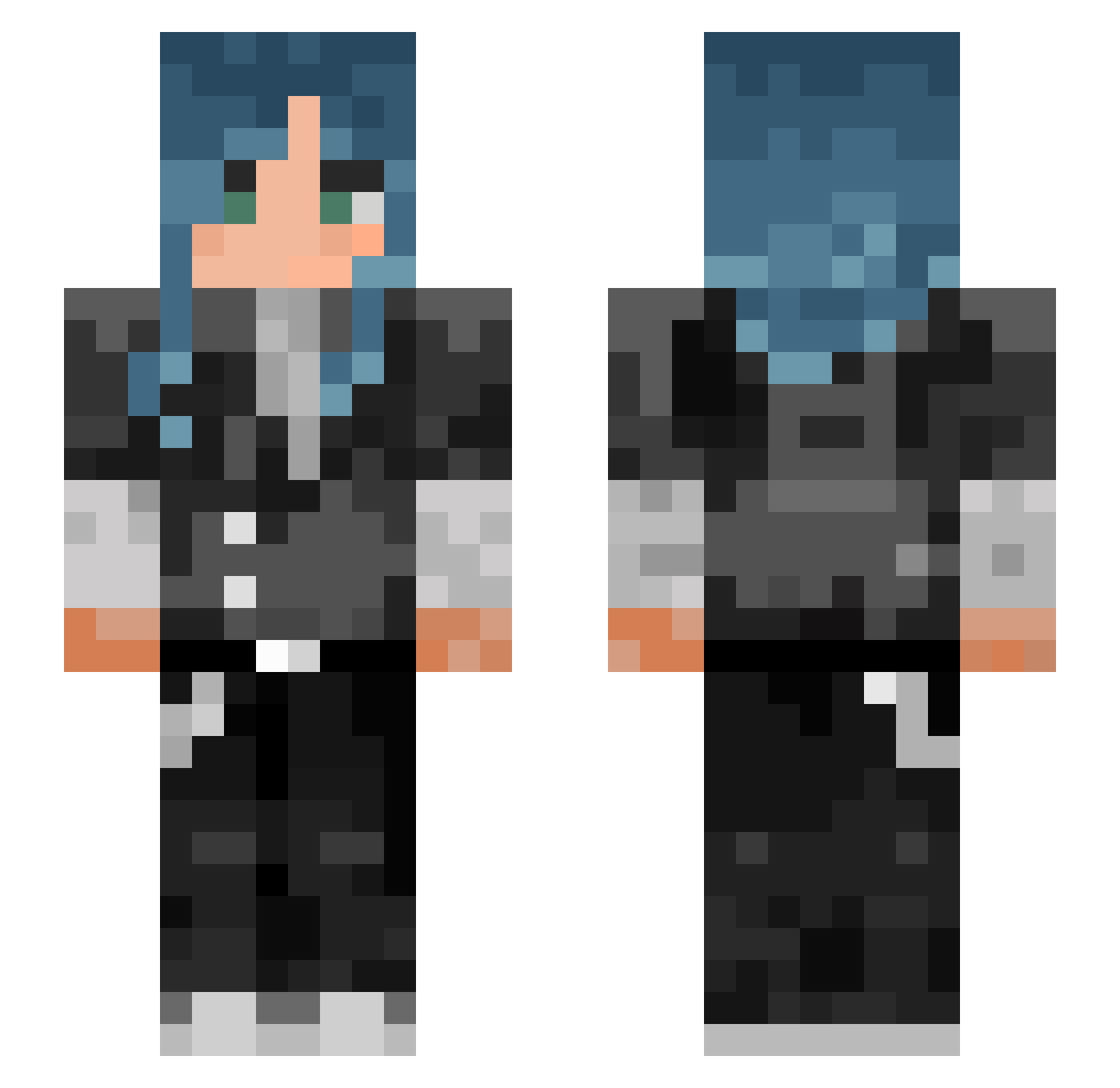 Flexlory Minecraft skin, front and back view