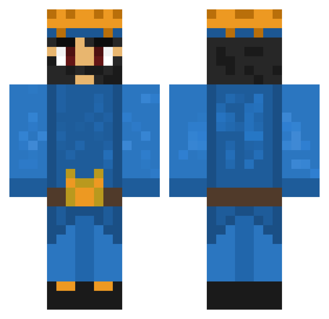 Pritto Minecraft skin, front and back view