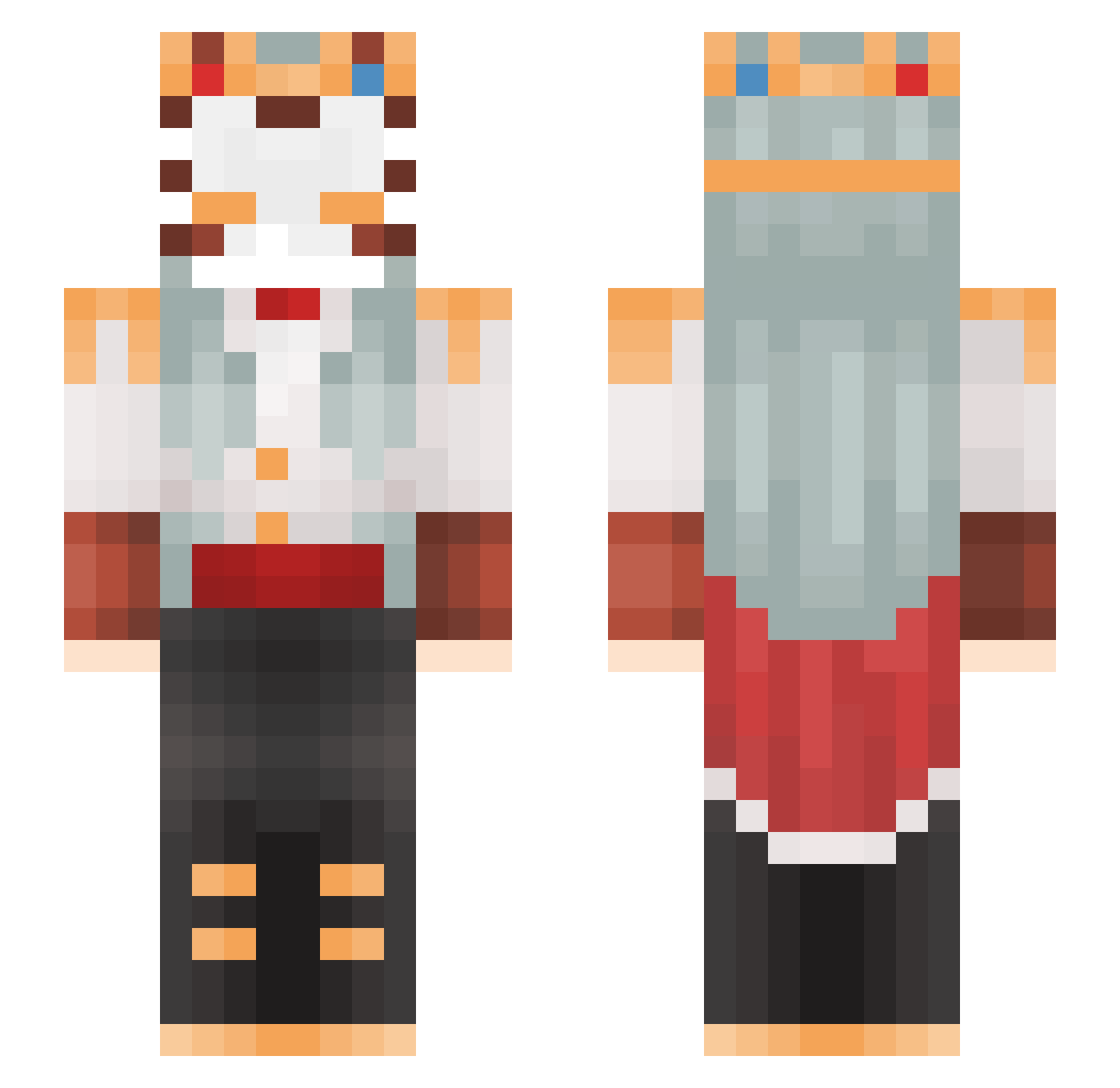 trusthee Minecraft skin, front and back view
