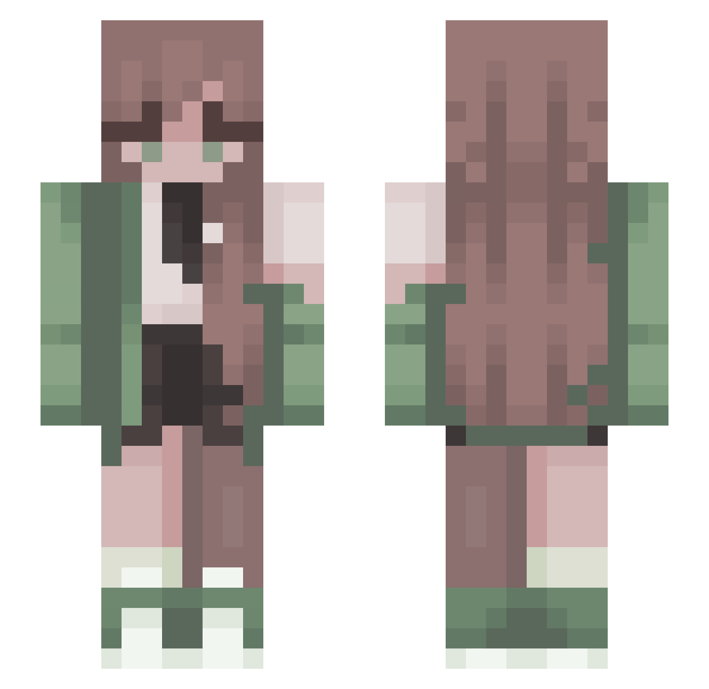 R3dLuck Minecraft skin, front and back view