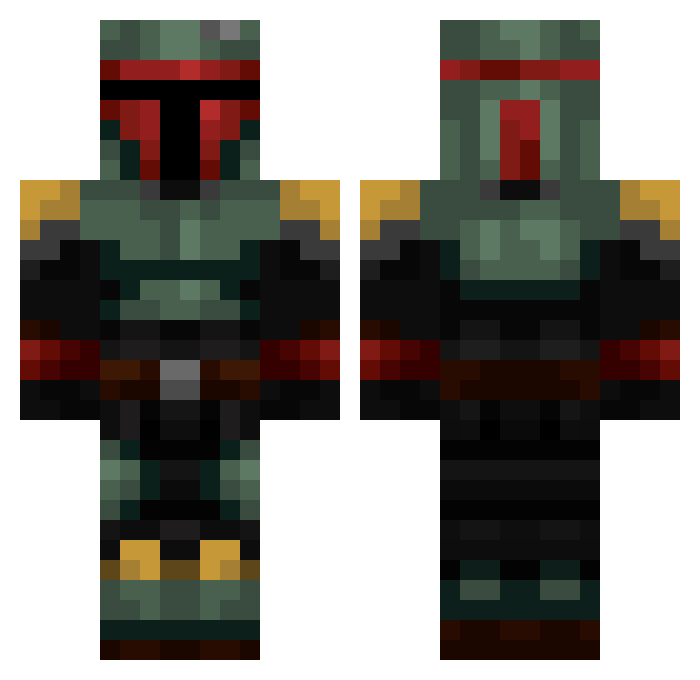 PixelAR Minecraft skin, front and back view