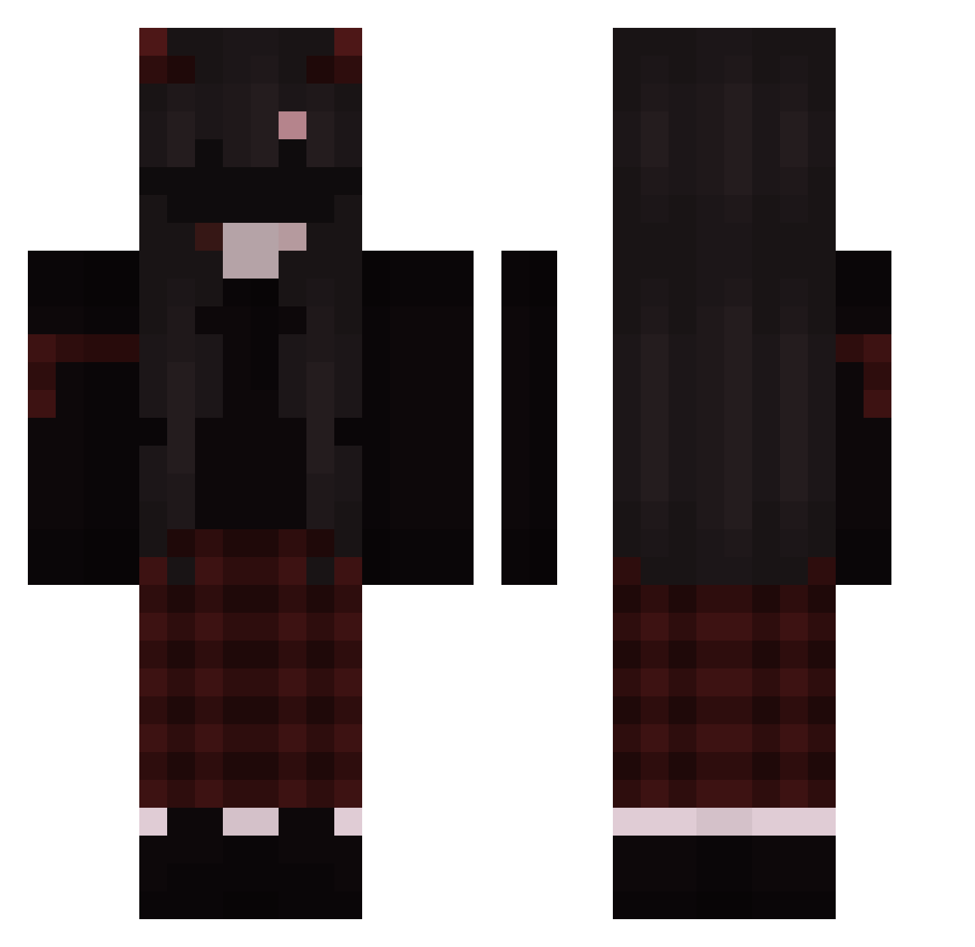d3pleya Minecraft skin, front and back view