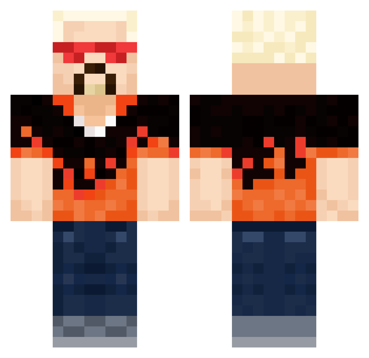 Izzybizzychizzy Minecraft skin, front and back view