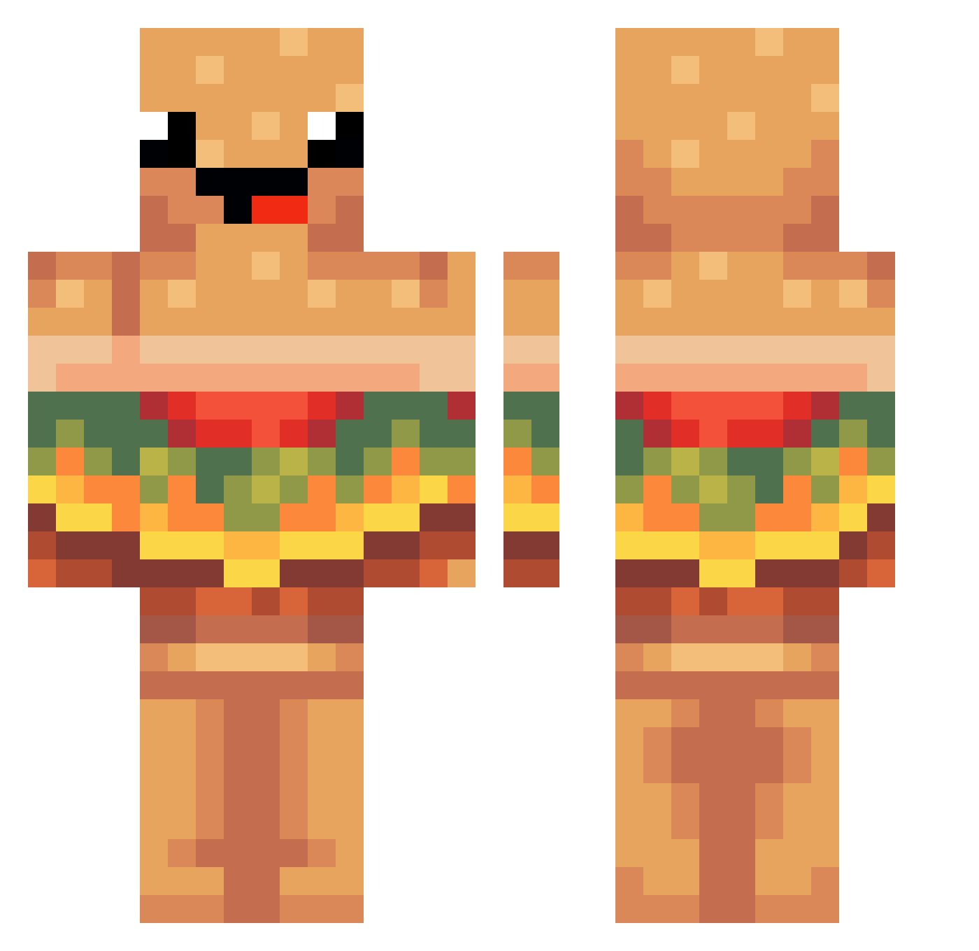 BeefMaster64 Minecraft skin, front and back view