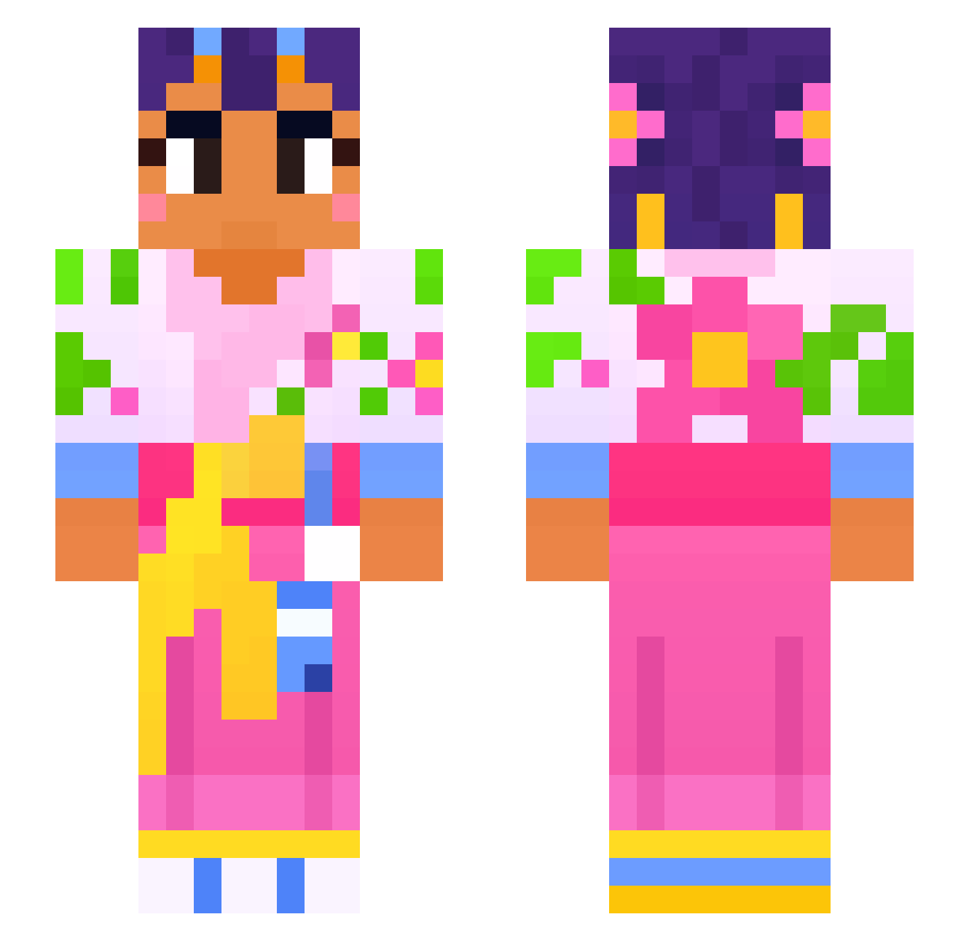 vlupo Minecraft skin, front and back view