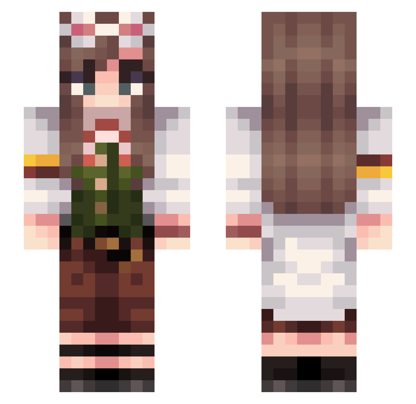 cclarizse Minecraft skin, front and back view