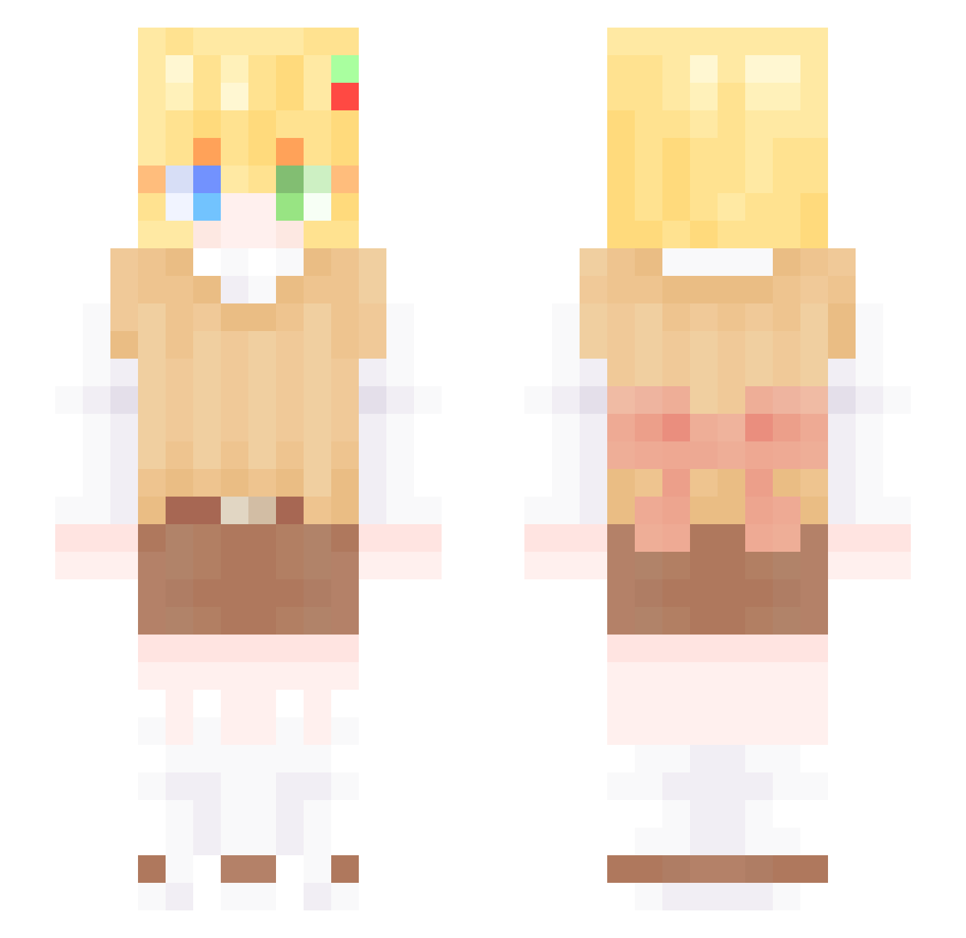 jiyulatte Minecraft skin, front and back view