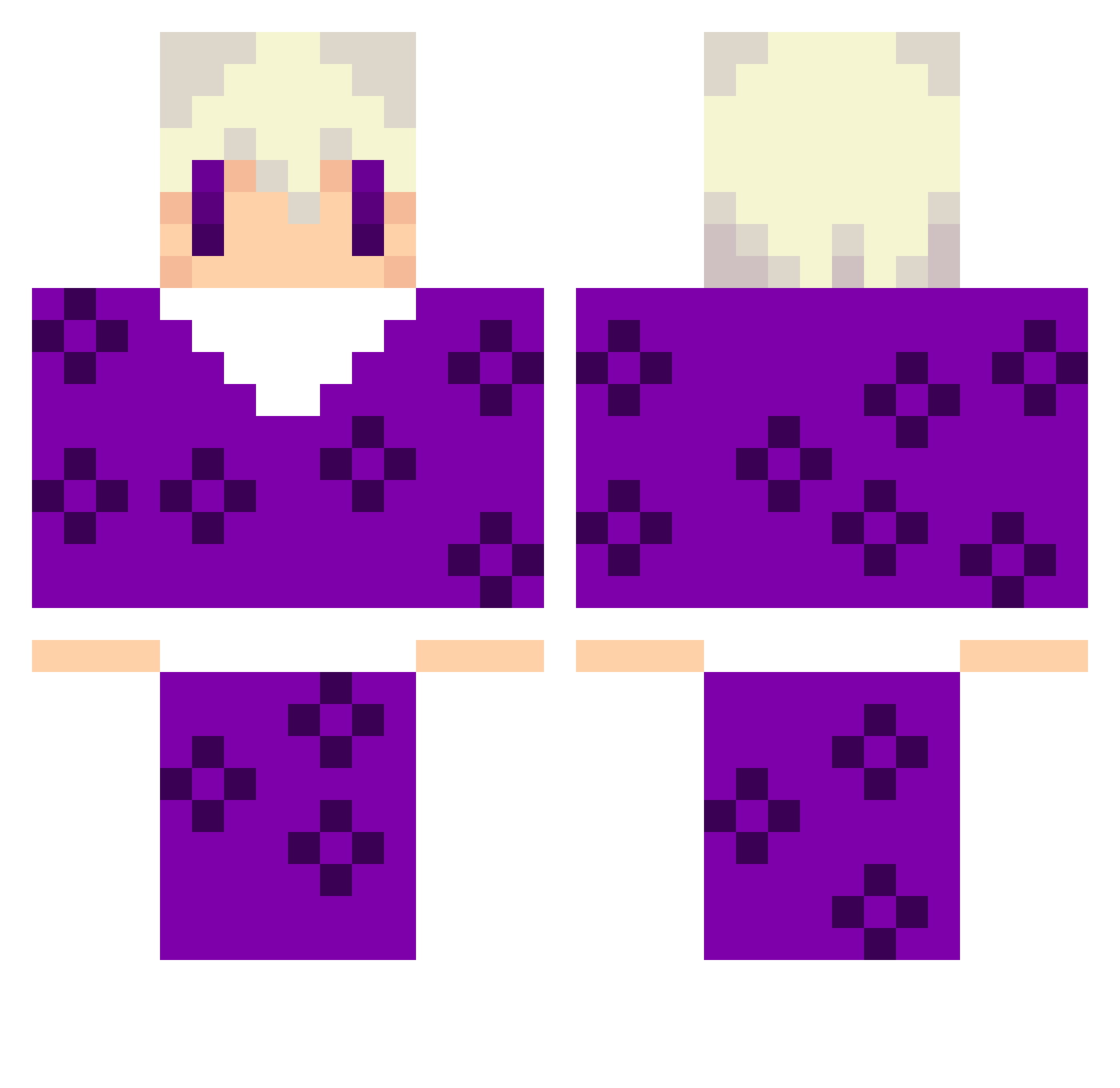SimpleBare Minecraft skin, front and back view