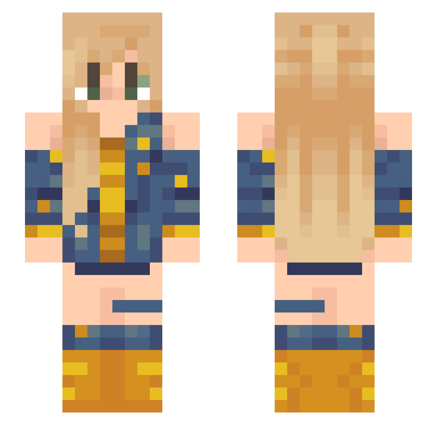 saucegirl Minecraft skin, front and back view