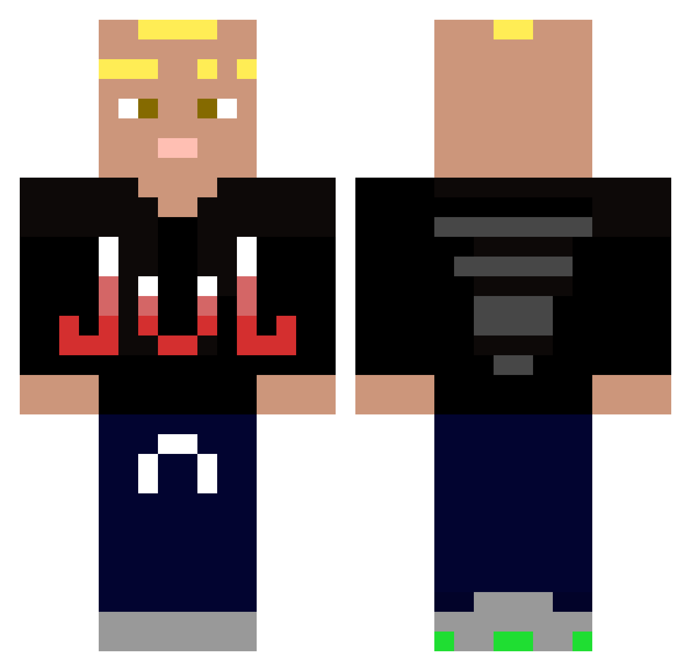 Behemiks2 Minecraft skin, front and back view