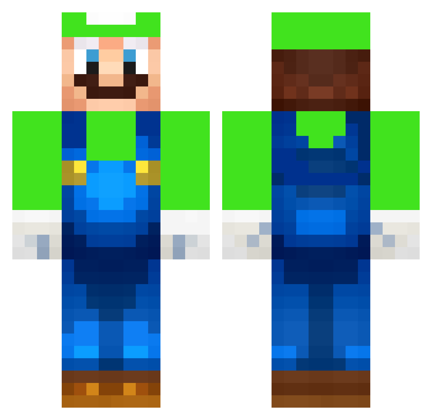 lucherss Minecraft skin, front and back view