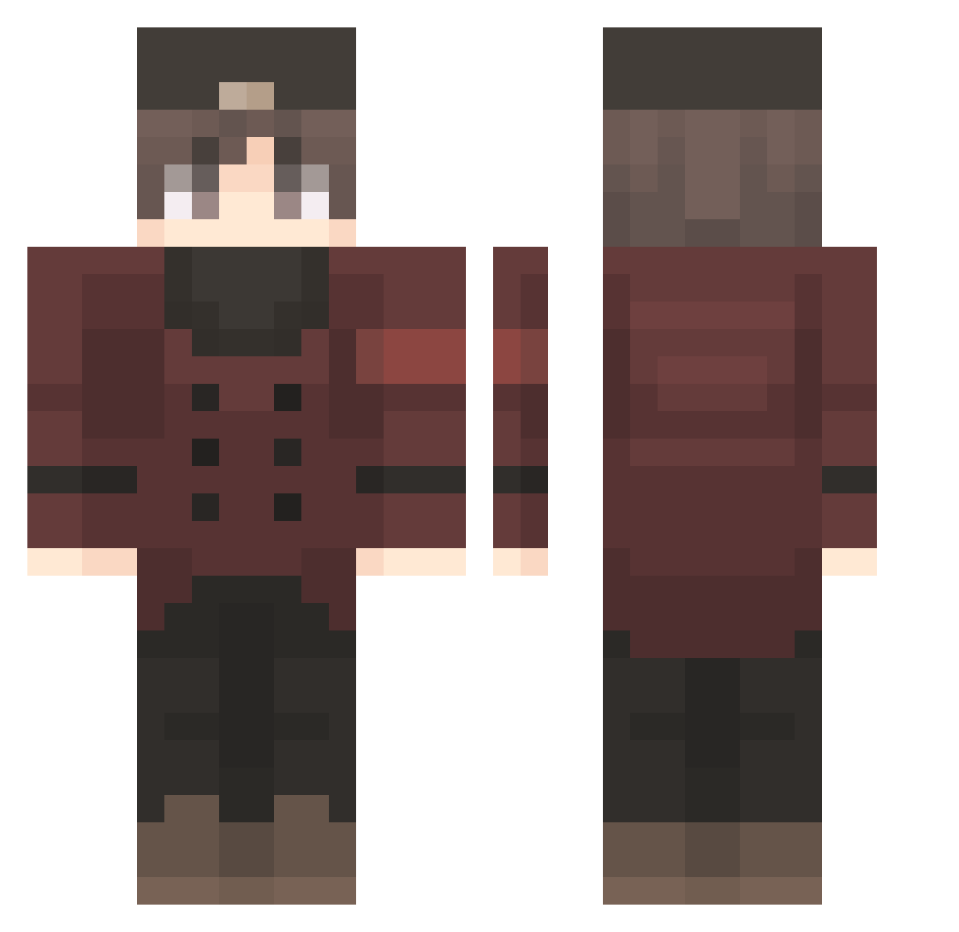 Raspbqrry Minecraft skin, front and back view