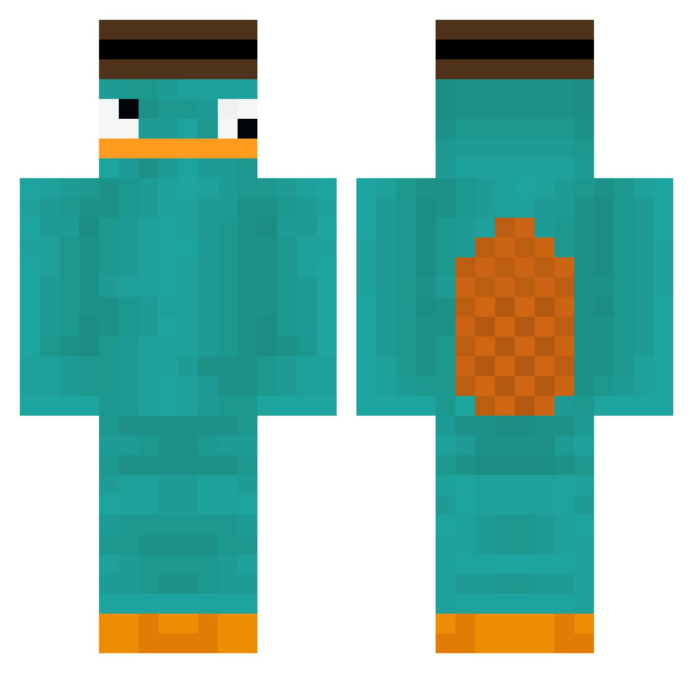 Jack0s Minecraft skin, front and back view